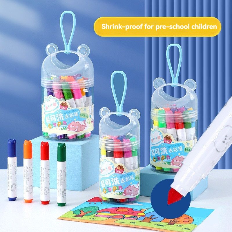 12/24 Colors Cute Bear Washable Watercolor Paint Pens Set Non-toxic Paint Seal Mark Pen for Kid Draw