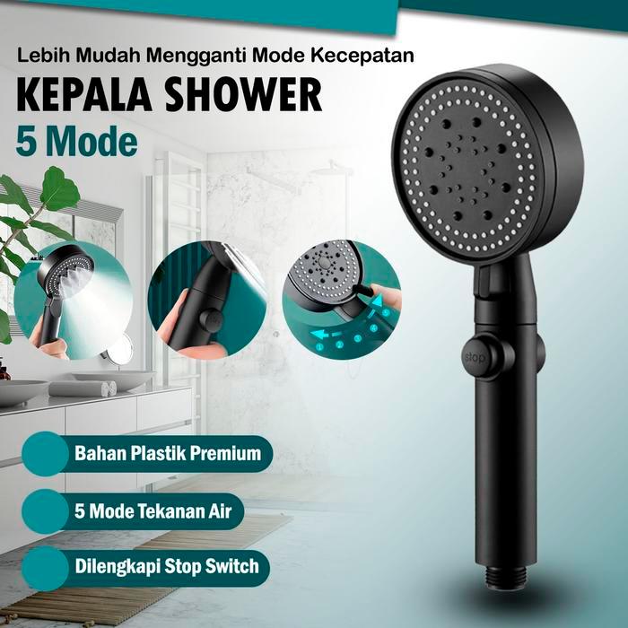 Kepala Shower Pancuran 5 MODE Kepala Shower 5 MODE Tombol On Off Head Shower Kamar Mandi Pancuran