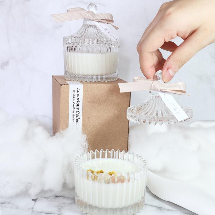 Crystal Jar Premium Scented Candle / Lilin Aromaterapi Souvenir Wedding / Hampers Kado Lilin / Lilin