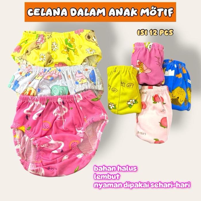 1 Lusin Celana Dalam Anak Laki Laki Dan Perempuan Usia 1-8Tahun Max Bb 20Kg Motif Fashion Cewe Cowo