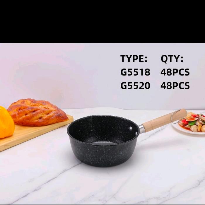 Milk Pan,Pot Panci Rebus indomie Panci Susu Stainless Steel ukuran 16cm/18cm/ Enamel Hitam 18cm/20cm