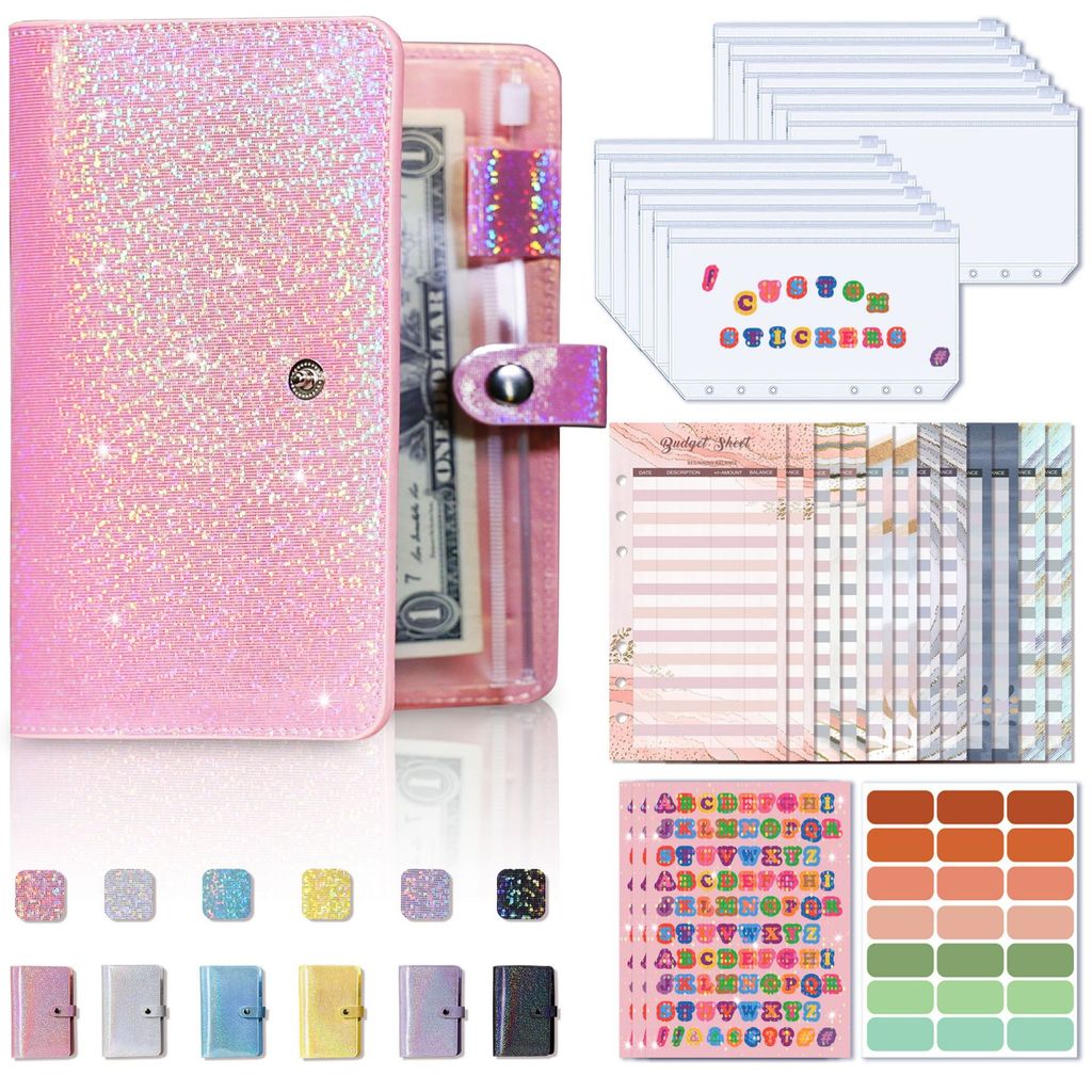 Soft Leather Binder Budget Planner Cash Envelope Binder With Budget Envelopes A6 Binder Pockets Cash
