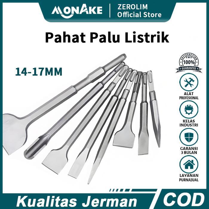 MONAKE JERMAN Mata Bor Pahat Beton SDS 14-17mm (COD) Set Pahat Plus Flat Chisel Bobok Beton Tembok