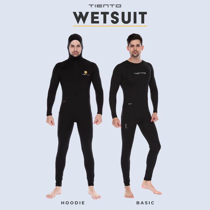 Tiento Men Wetsuit Swimwear Black Baju Celana Pakaian Renang Diving Surfing Original