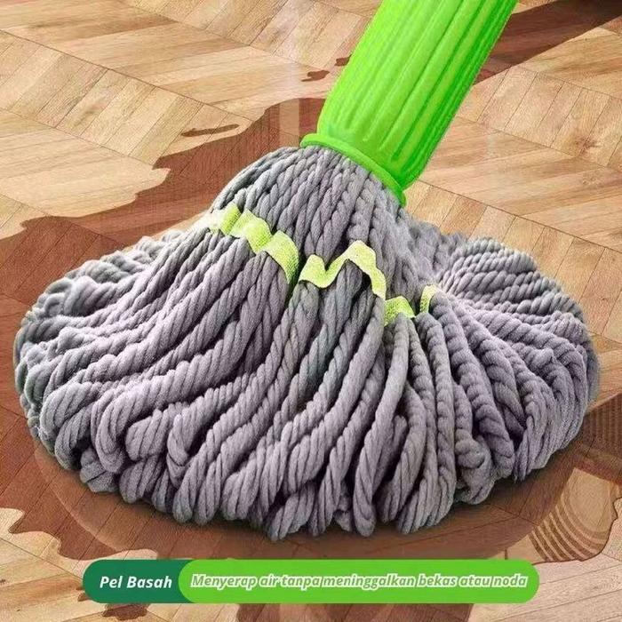 Alat Pel Lantai Pel Putar Peras Otomatis Serat Bambu / Alat Kain Pel Lantai Peras Otomatis Untuk