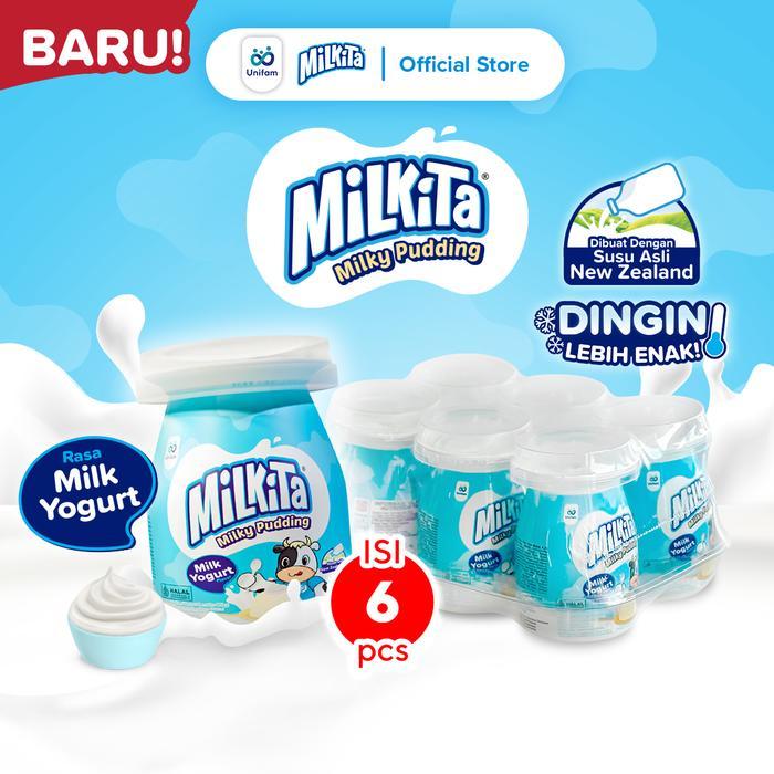 Milkita Milky Pudding Rasa Yoghurt Susu - Puding Susu (Isi 6 Cup)