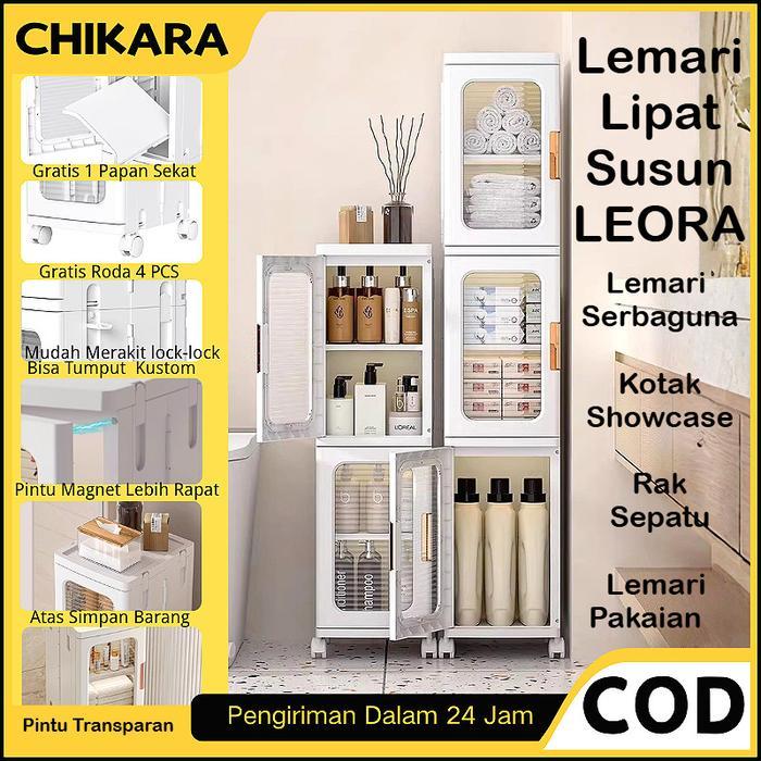"New" CHIKARA Lemari Lipat Susun Plastik Serbaguna LEORA Lemari Pakaian Plastik Lemari Portable