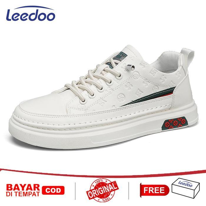 Leedoo Footwear - Sepatu Casual Pria Sneakers Karet Kulit Pria Sepatu Kerja Kuliah Fashion Sepatu