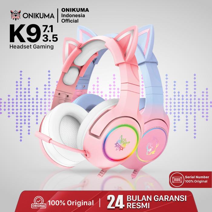 New HEADSET GAMING ONIKUMA K9 7.1 ALL SURROUND SOUND-HEADSET GAMING CUTE-HEADSET KUCING-HEADSET