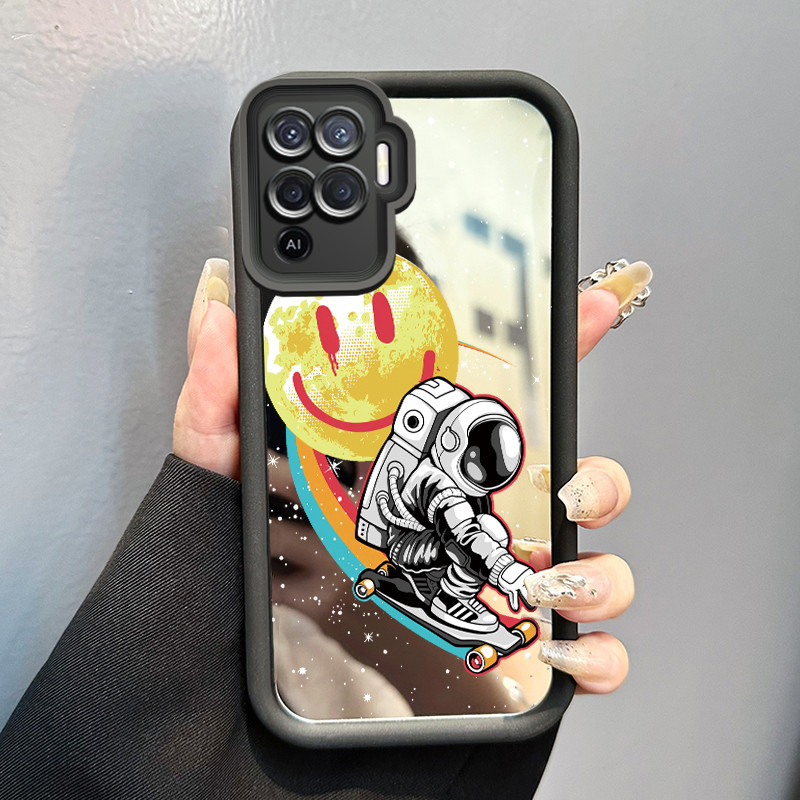 Casing Hp Untuk OPPO A94 F19 Pro Reno 5F Reno 5 Lite Case astronot NASA Kesing cermin Kasing Silikon