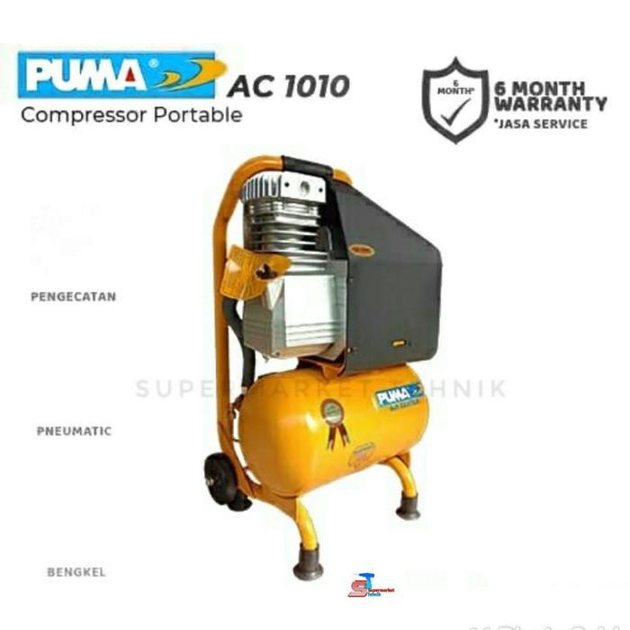 Kompresor Angin Portable 1 HP 10 L Puma AC 1010  Made in Taiwan dengan Tekanan Maksimal 8 BAR & Kapa