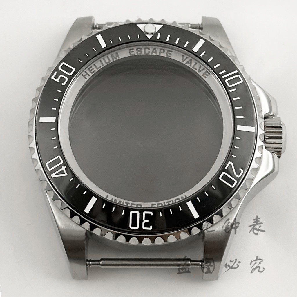 44Mm Sea Big Black Ceramic Bezel Sier Deep Homage Sapphire Crystal Watch Case Fit Nh34 Nh35 Nh36