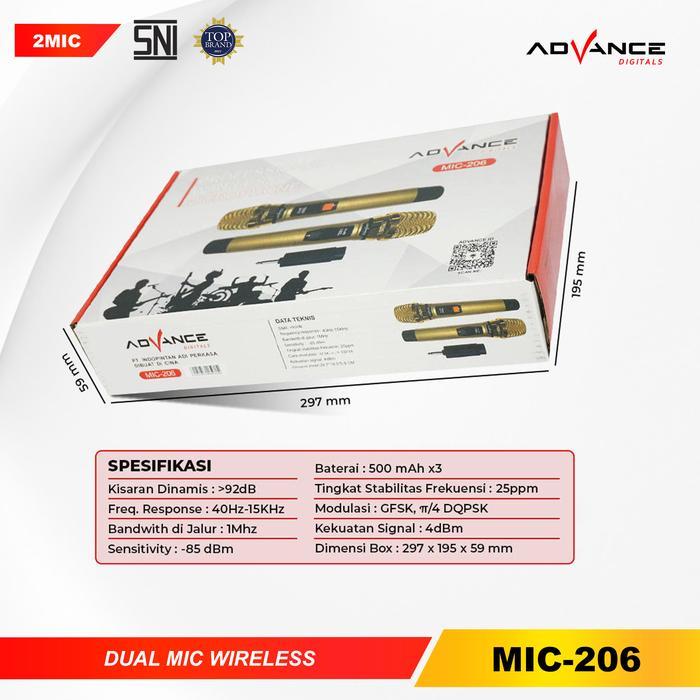 CODNEW ADVANCE MIC-206 DOUBLE MIC WIRELESS RECHARGER BISA DIGUNAKAN UNTUK SOUNCARD & SPEAKER