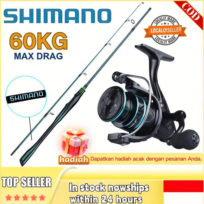 SHIMANO Pancingan Set Lengkap Spinning Power Handle Fishing BC Kuat Metal Ratio 5.2:1 High Speed