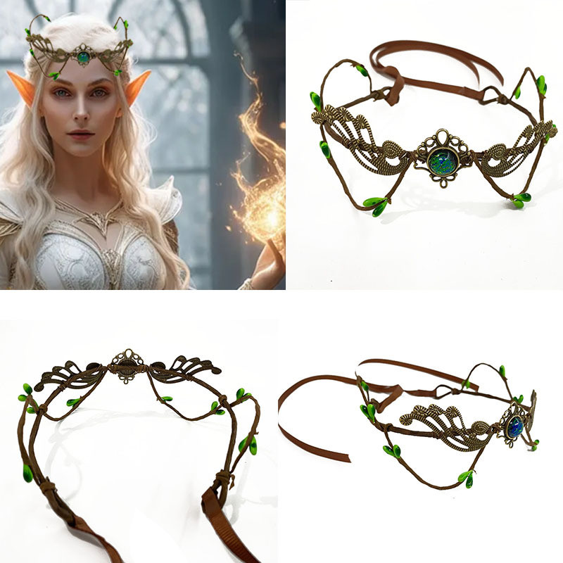 Elven Crown Elf Tiara Vine Headpiece Fairy Witch Diadema Crown Gothic Headband Woodland Dress Bridal