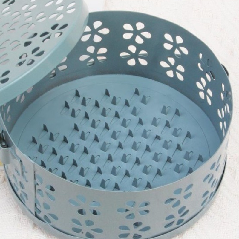 Iron Mosquito Coil Holder with Perforated Lid Reinforced Mesh Walls Handle Design HighTemperature