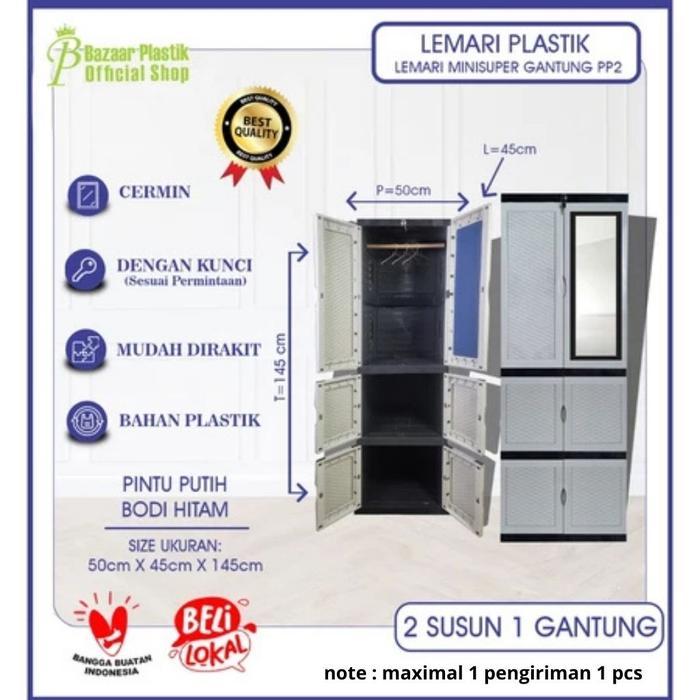 ( Lemari Dengan Gantungan ) Lemari Baju Plastik / Lemari Pakaian Plastik / Lemari Plastik Pakaian 2