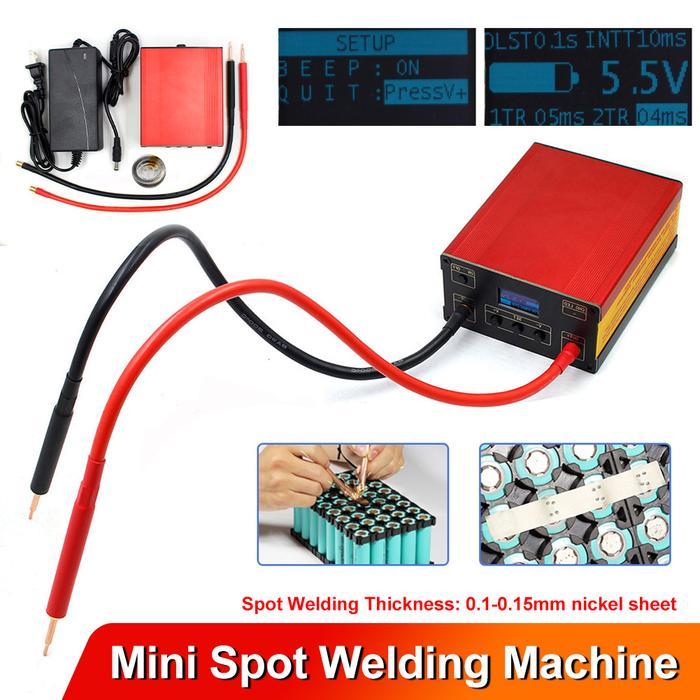 MINI SPOT WELDING MACHINE PORTABLE SPOT WELDER ADJUSTABLE LCD DISPLAY 8AWG WELDING PEN BATTERY SPOT