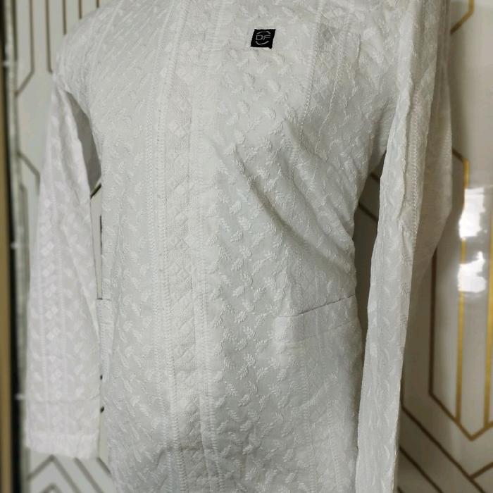 Jas Koko Katun Paris Premium Bordir Timbul Putih Bersih