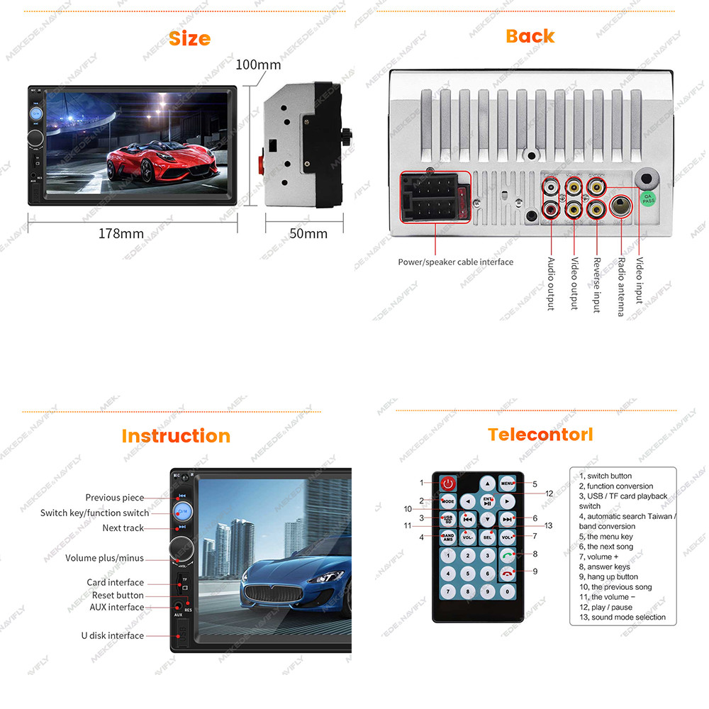 MEKEDE 2 Din MP5 Player Car Radio For Universal Autoradio Multimedia Player 2DIN Auto audio USB BT
