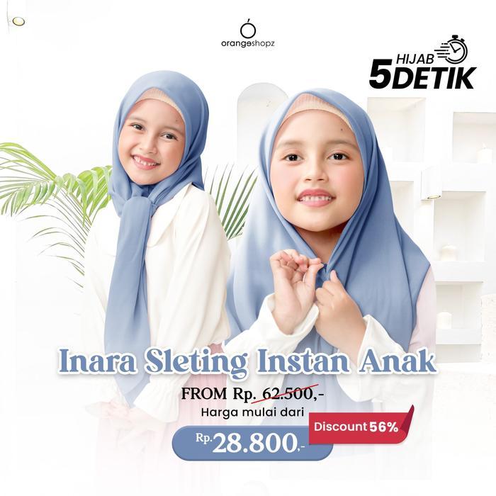 Hijab Instan Sleting Anak / Jilbab Segiempat Instan Zipper Anak Muslim Kerudung