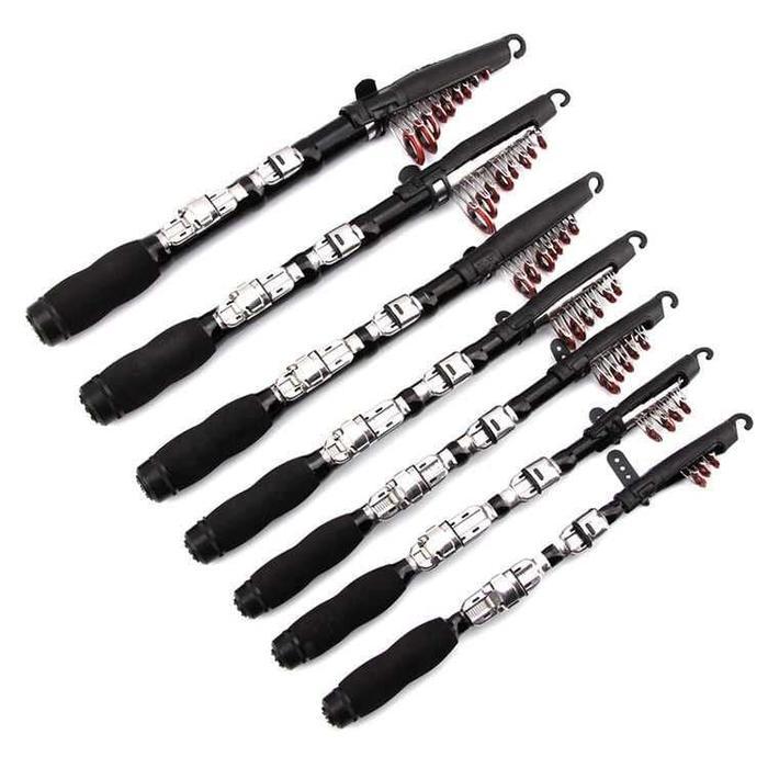 Joran Pancing Mini Antena Telescopic 7 Ruas 1.5M Reel Seat Jepit Hitam