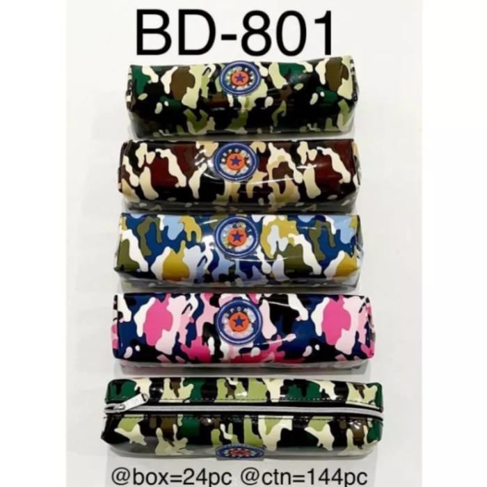 Stok Baru XIAO LING JING KOTAK PENSIL KAIN RESLETING FANCY MOTIF CAMO / ARMY IMPORT BD-801 / TEMPAT