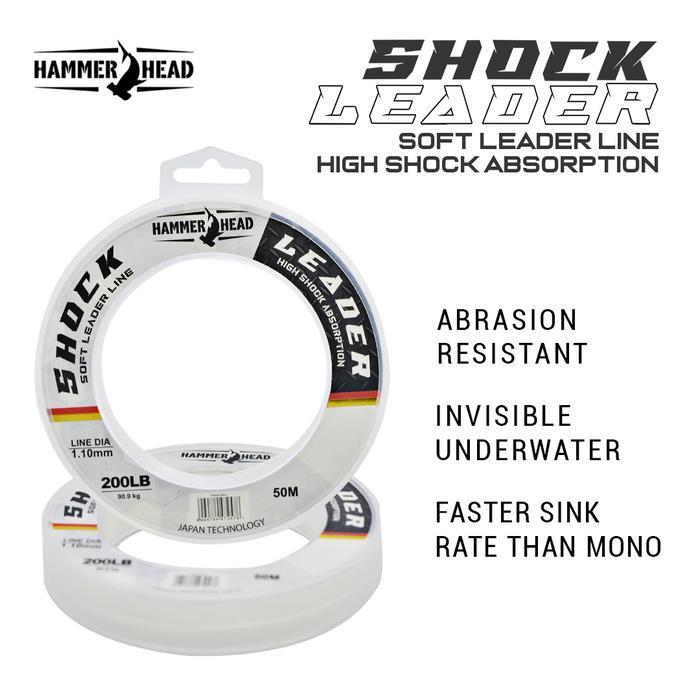 Tali Pancing Leader Hammerhead Shock Leader - 50M Clear - Japan Technology - Abrasion Resistant -