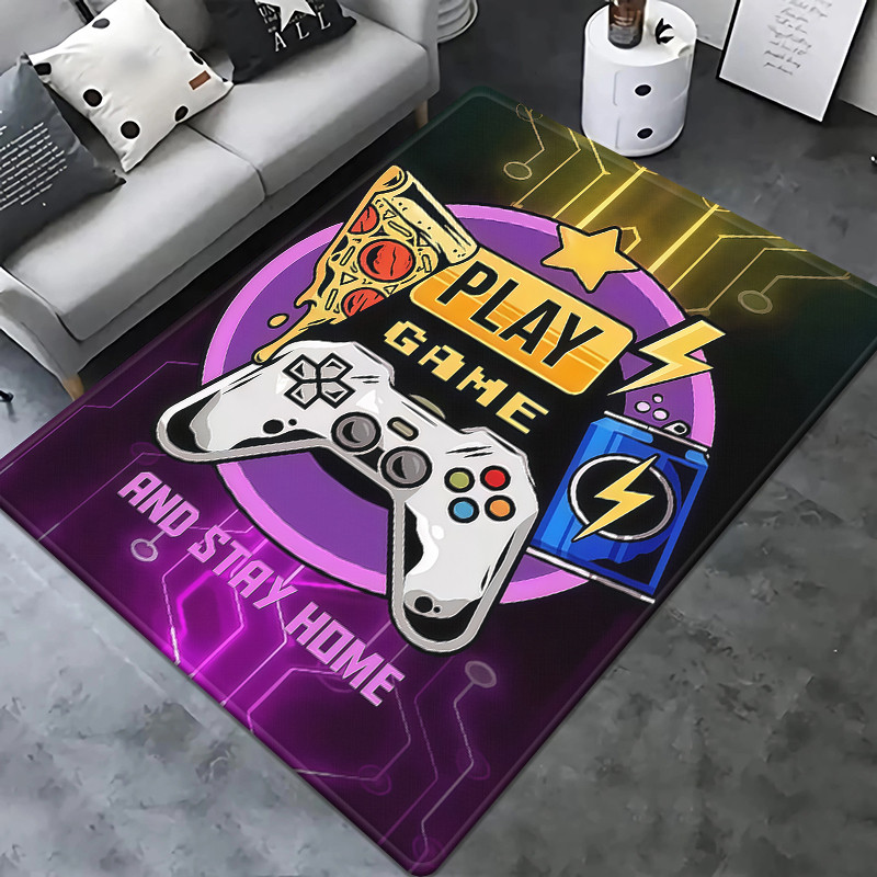 Gaming Esports Geometric Controller Pattern Carpet Mat for Boys Bedroom Gaming large rug for Living