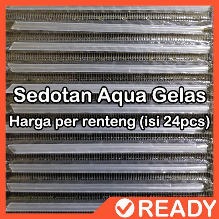 Sedotan Plastik Renteng Putih Bening Renceng Aqua Gelas Kecil Mini Cup