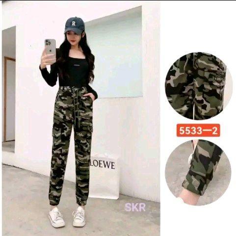 Unique Yoga - Celana Senam Motif Army/Celana Cargo Army Import/Celana Cargo Uniseks