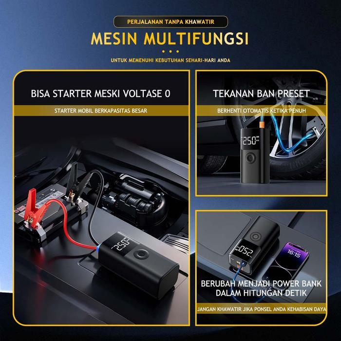 2 Years WarrantyJumper Aki Mobil Dan Motor 10000Mah Portable Dengan 150 Psi Pompa Ban Powerbank