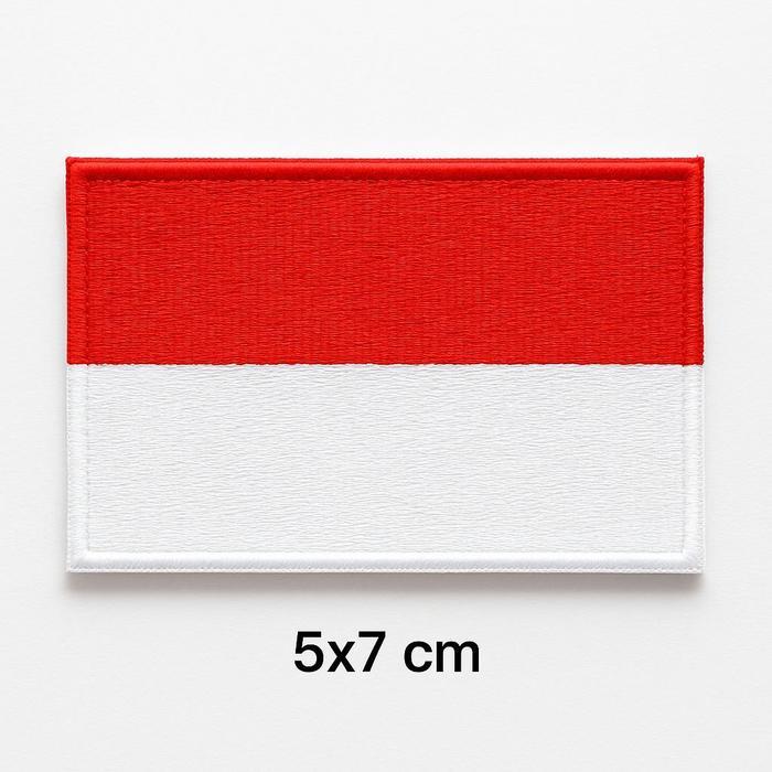 Patch Bordir Bendera Indonesia Merah Putih Ukuran 5x7 cm Jahit/Tempel untuk Jaket, Topi, Rompi