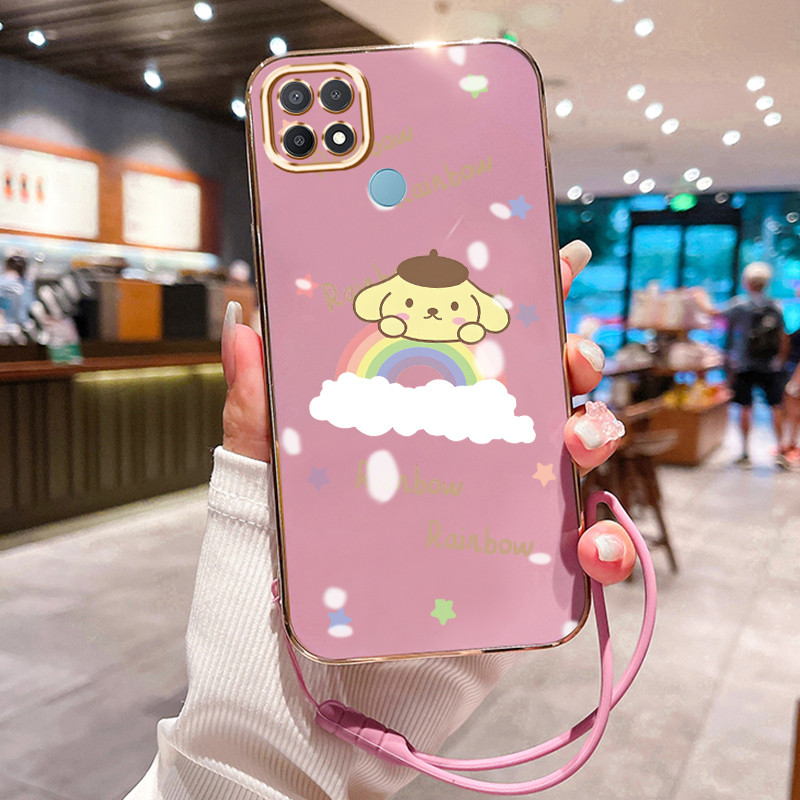 Casing Hp Untuk OPPO A15 A15s A35 Case Anjing Pelangi Kecil pelapisan elektro Cesing silikon Kasing 