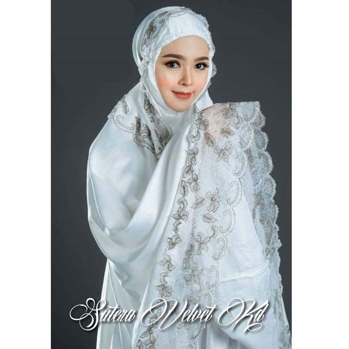 DISKON Mukena sutra Velvet bahan adem, Mukena Putih terlaris READY STOCK