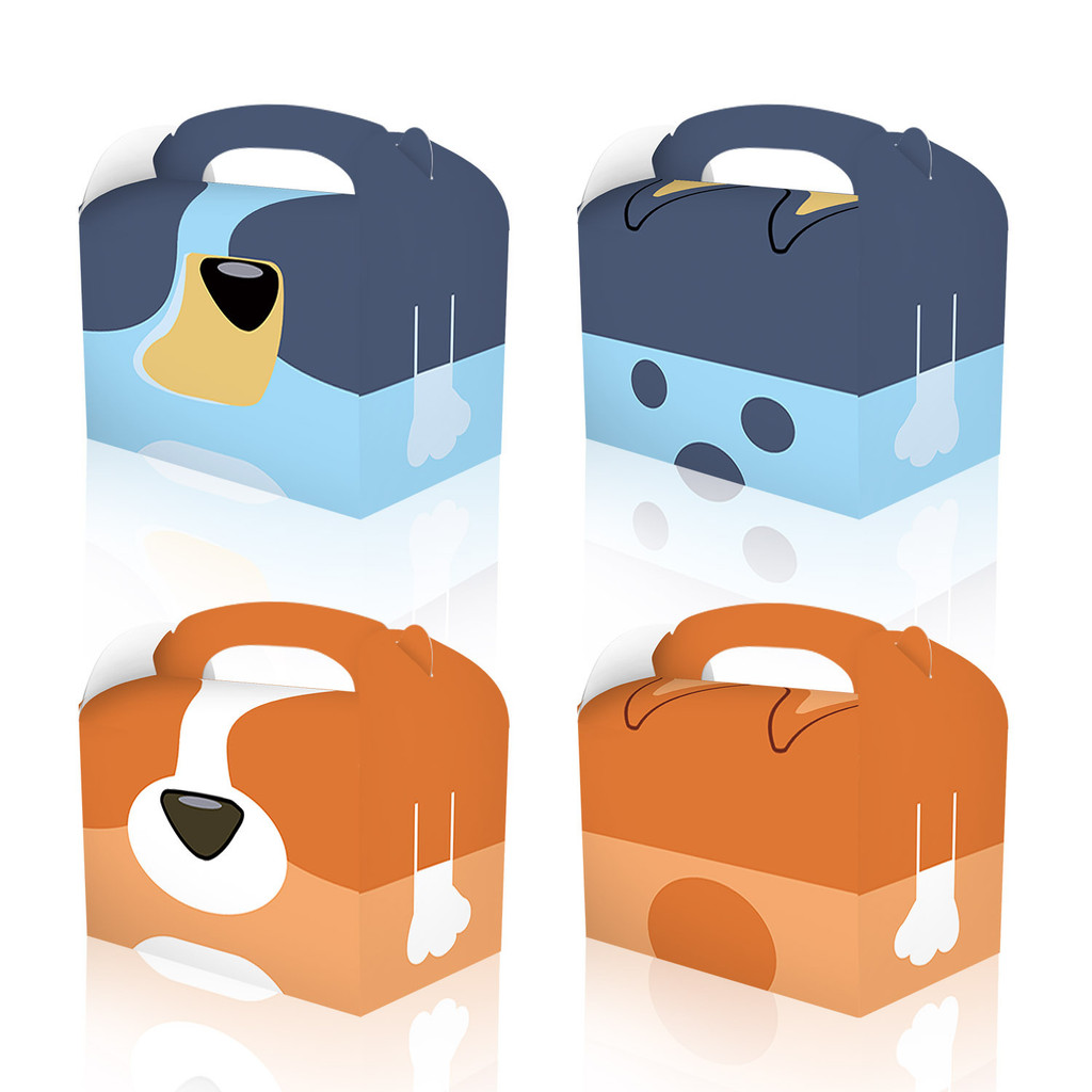 12set Bluey Candy Box Birthday Gifts Decor Bluey Bingo Paper Bag Favors Event Cake Boxes Packaging