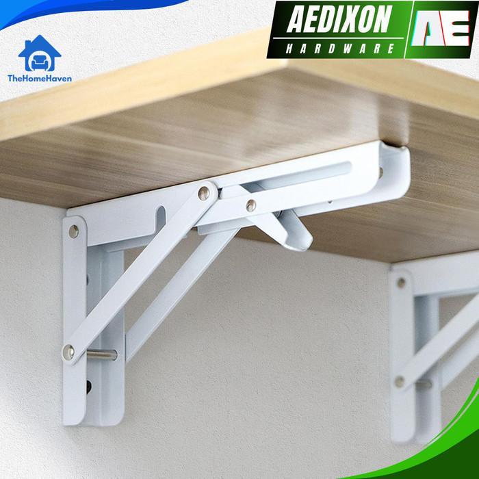 Siku Rak Lipat 14" Siku Rak Dinding Meja Lipat Bracket Meja Dinding Lipat Foldable Bracket Putih