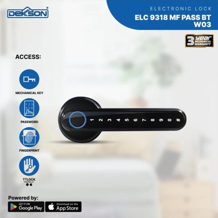 Promo Electronic Lock Dekkson Elc 9318 Fin Pass Bt Black - W03/Kunci Digital/Smart Door Lock/Gagang