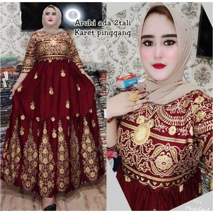 zeni Gamis India Aruhi terbaru viral Diskon ongkir murah bos Dress Katun Rayon Dress Wanita Muslim
