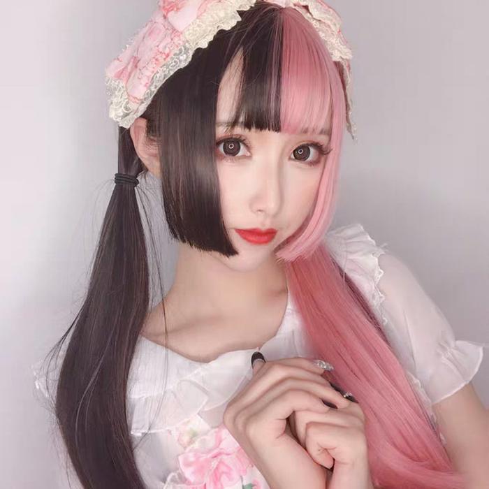 Wig Cosplay Arisa Poni Depan Hitam Pink (Vc)