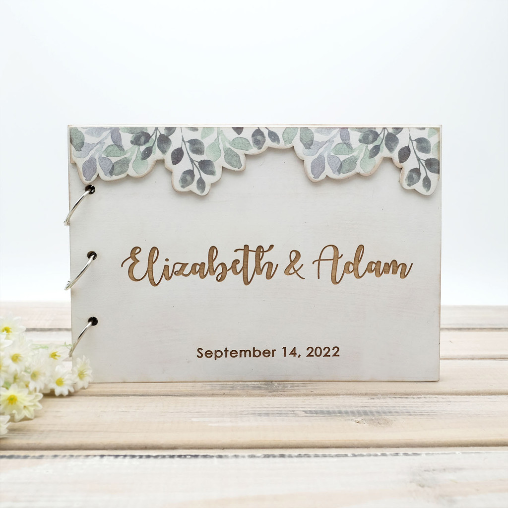 Personalized Wedding Guest Book, Custom Wreath Guest Book, Rustic Wedding Signature Decoration