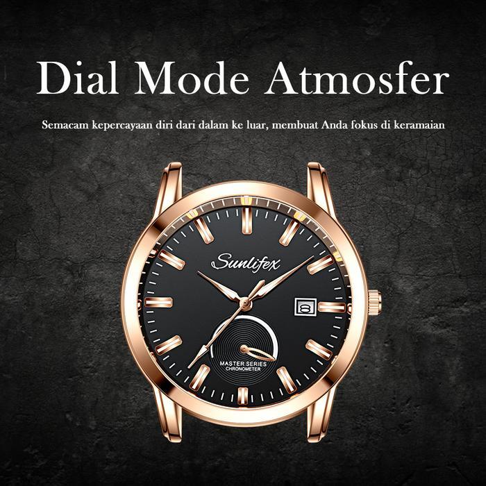 Sunlifex Jam Tangan Pria Original Kuarsa Klasik Santai Calendar Jam