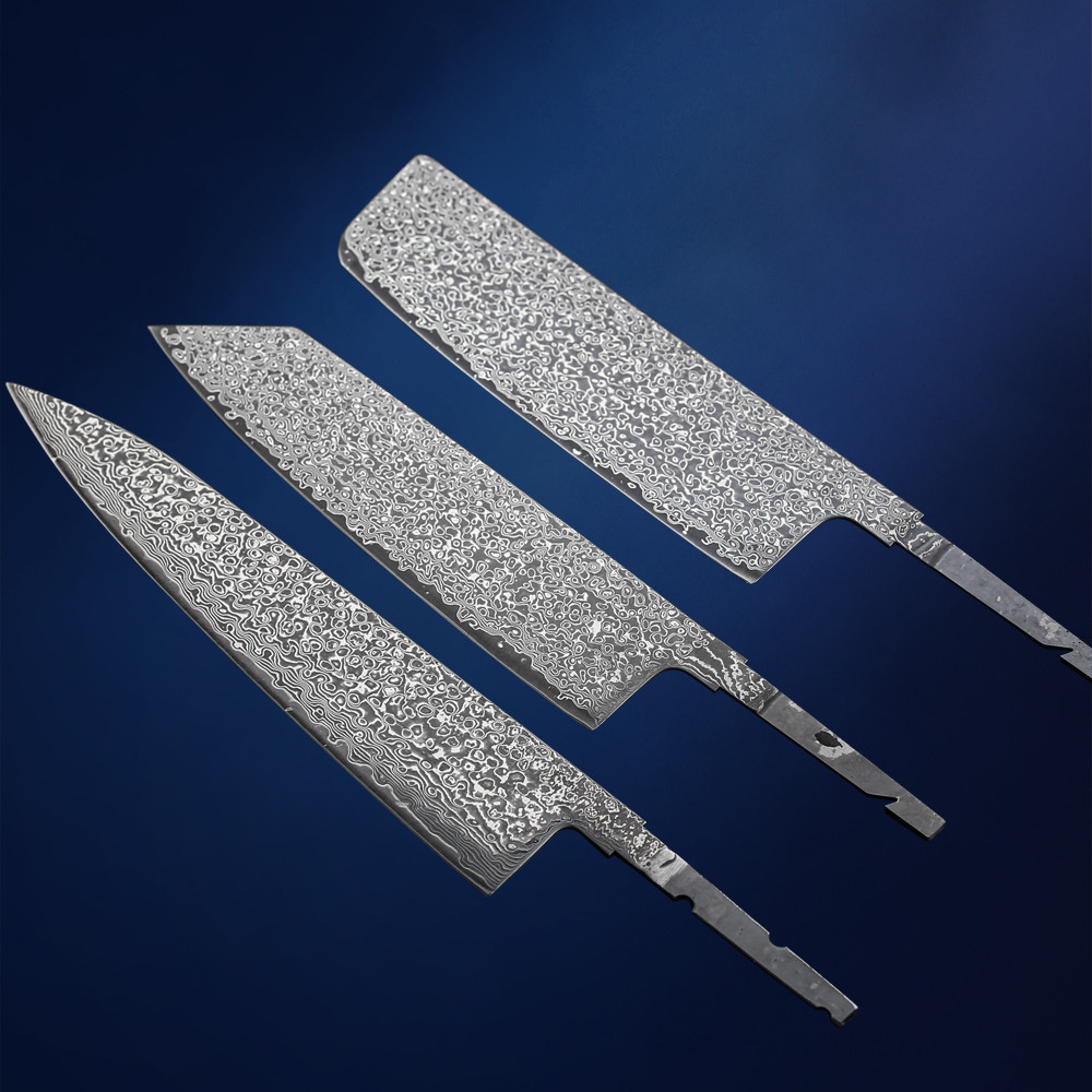Best Real Damascus Steel Knife Blank DIY Customized Kitchen Knife Set Chef