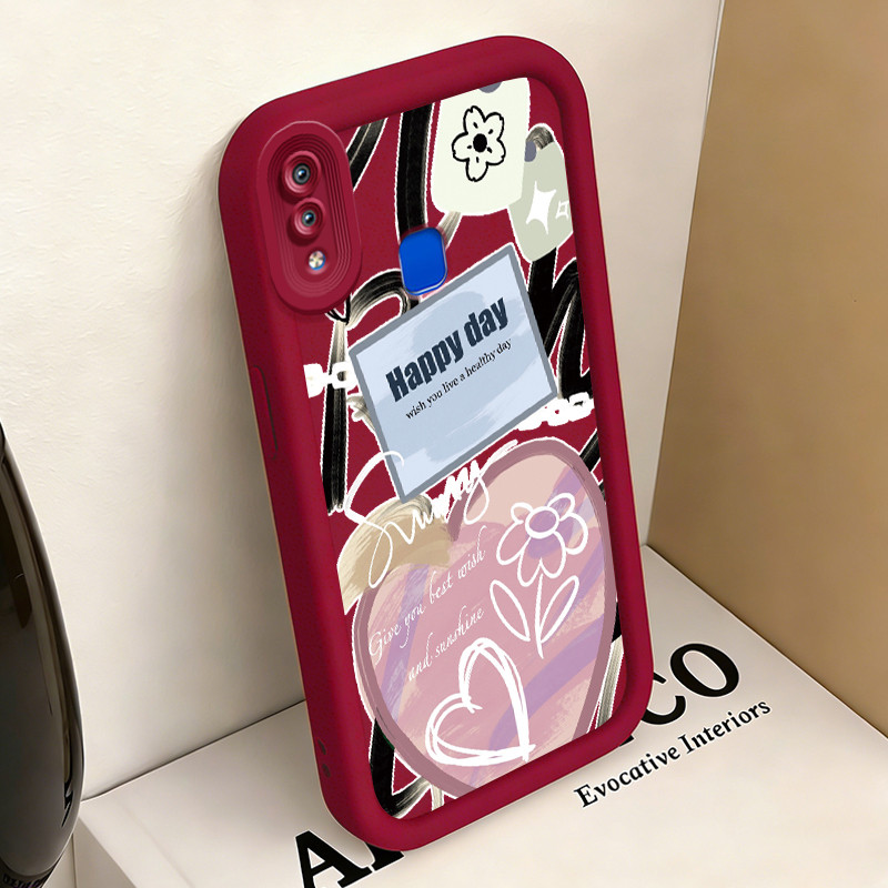 Casing Hp untuk VIVO Y91 Y91i Y93 Y93s Y95 Case Motif Bunga dan Hati Kasing silikon yang lagi hits C