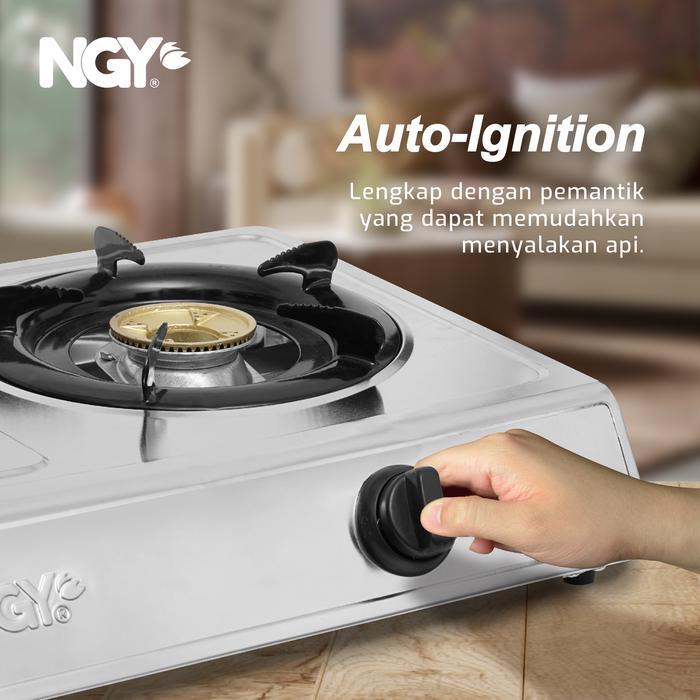 NGY Stain-Free Gas Stove / Kompor Gas Api 2 Tungku NGY-555 NAGOYA