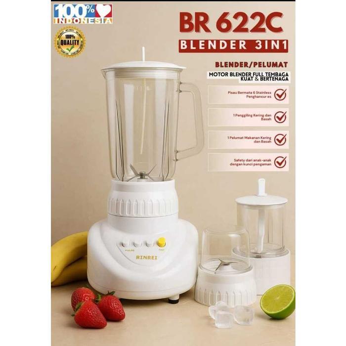 BLENDER MULTIFUNGSI RINREI 3IN1 6MATA ANTI PECAH BR 622C