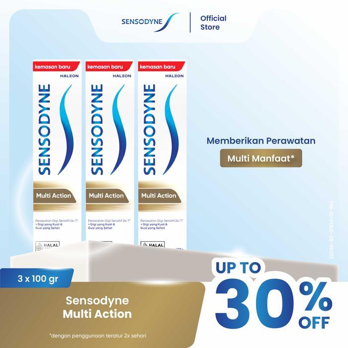 Sensodyne Toothpaste Pasta Gigi Sensitif Multi Action Aksi Ganda 3X100Gr - Triplepack
