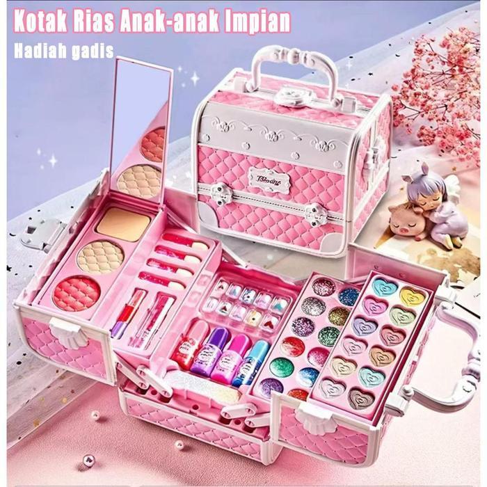 Cocomelon Toys - Mainan Makeup Anak Koper Beauty Case Princess Set Rias Cantik Lengkap Untuk Anak