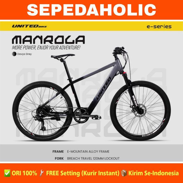 Sepeda Gunung Mtb Electric United Manrola E-Bike Listrik 40 Km/Charge