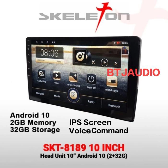 HEAD UNIT TAPE MOBIL DOUBLE DIN SKELETON ANDROID OS 9.0 LAYAR 10 INCH - RAM 2GB/32GB